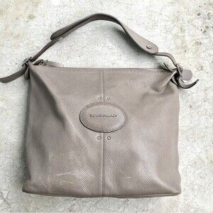 Longchamp Quadri Shoulder Bag Gray Textured Leather